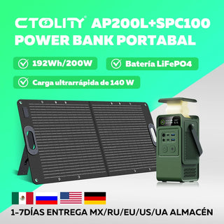 CTOLITY AP200L 192Wh Portable Power Station + 100W Solar Panel Kit